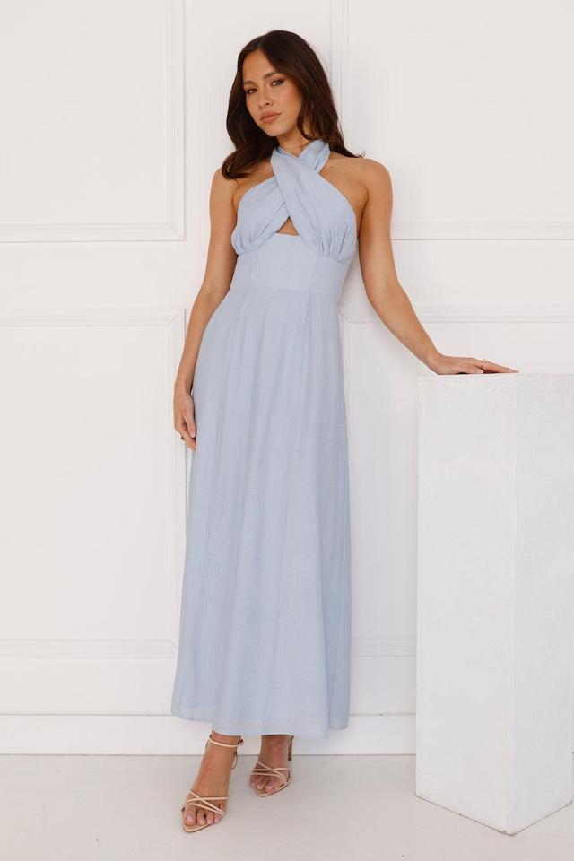 Paris Afternoon Halter Maxi Dress Blue Product Image