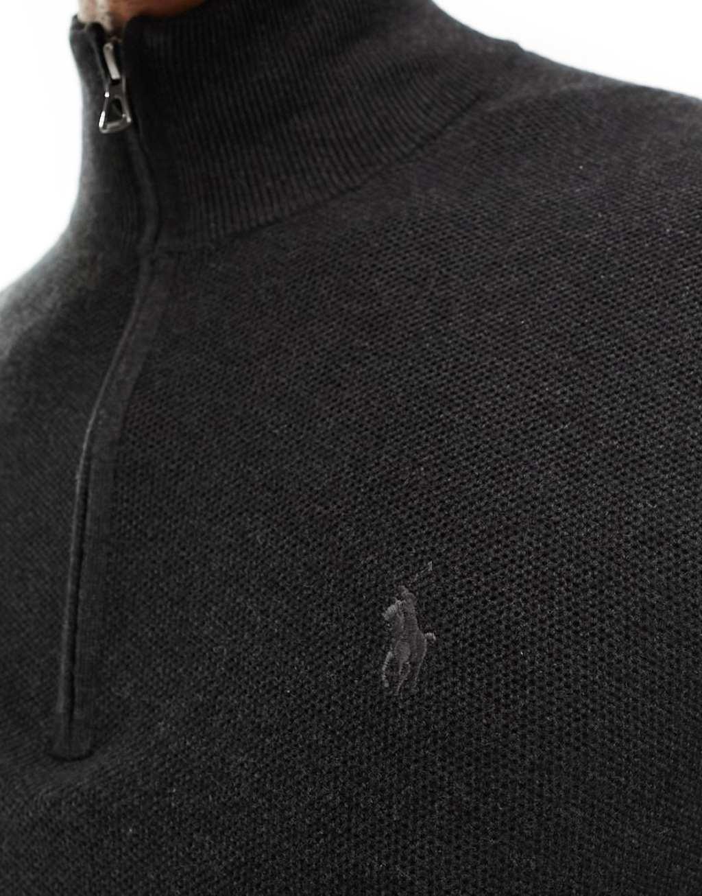 Polo Ralph Lauren icon logo half zip heavyweight cotton knit sweater Product Image