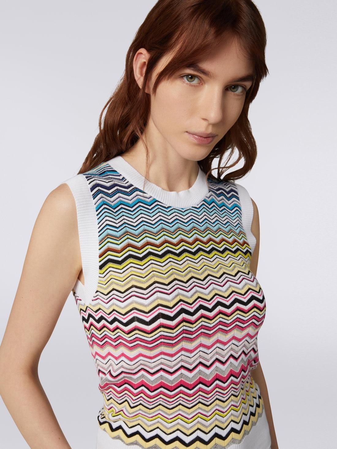 Sleeveless Cotton and viscose dégradé zigzag top Multicoloured | Missoni Product Image