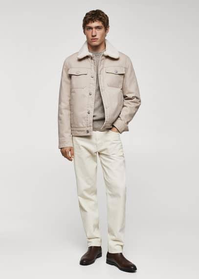 MANGO MAN - Shearling denim jacket beigeMen Product Image