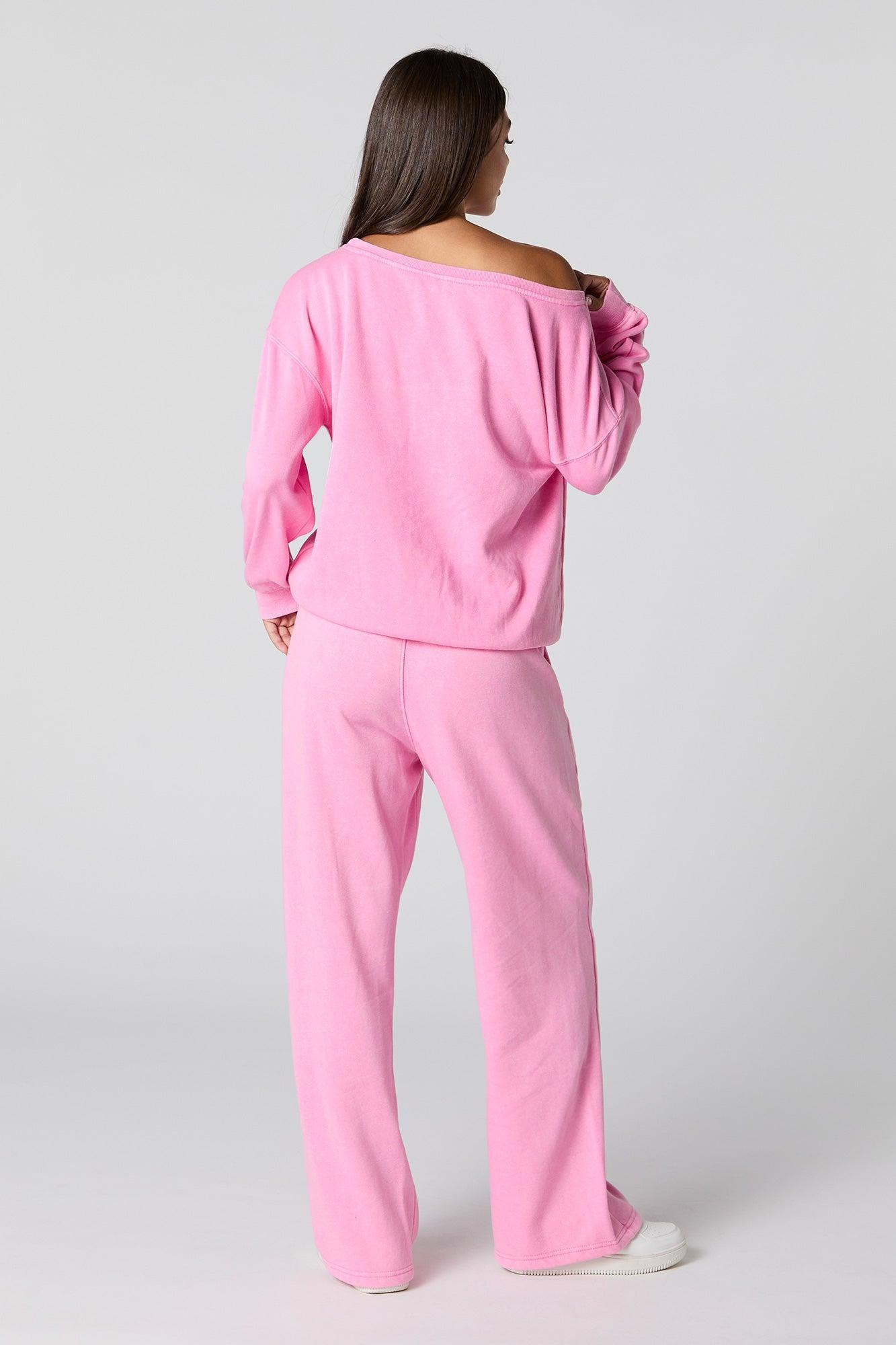 Washed Wide Leg Fleece Sweatpant Female Product Image