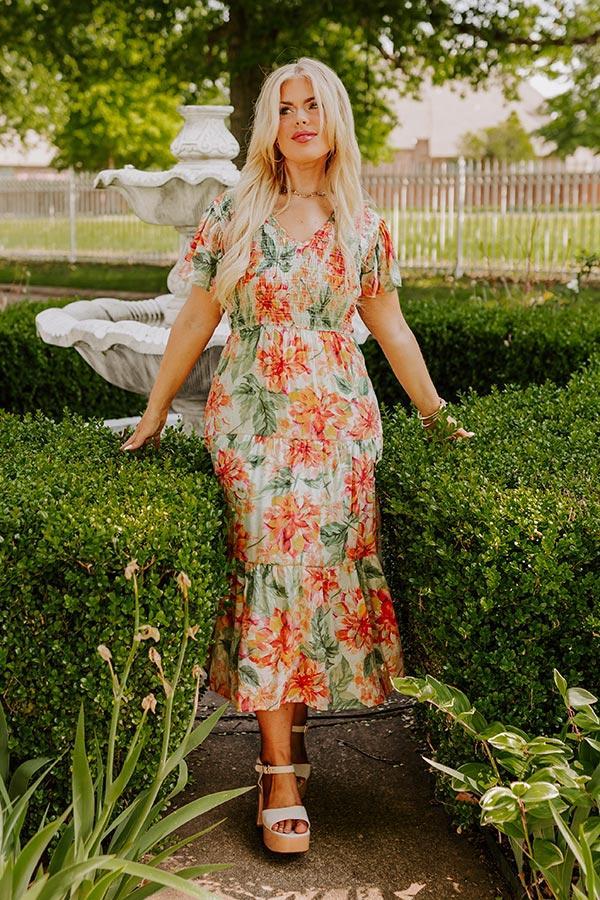 Sunny Sangria Floral Midi Dress in Mint Curves Product Image