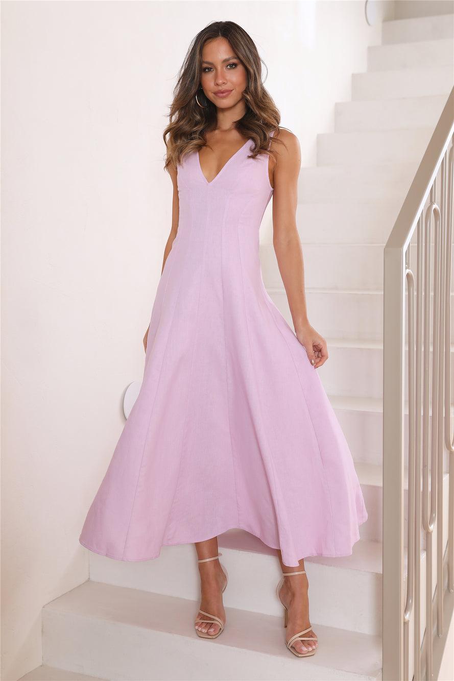 Dusk Soiree Midi Dress Lilac  Product Image