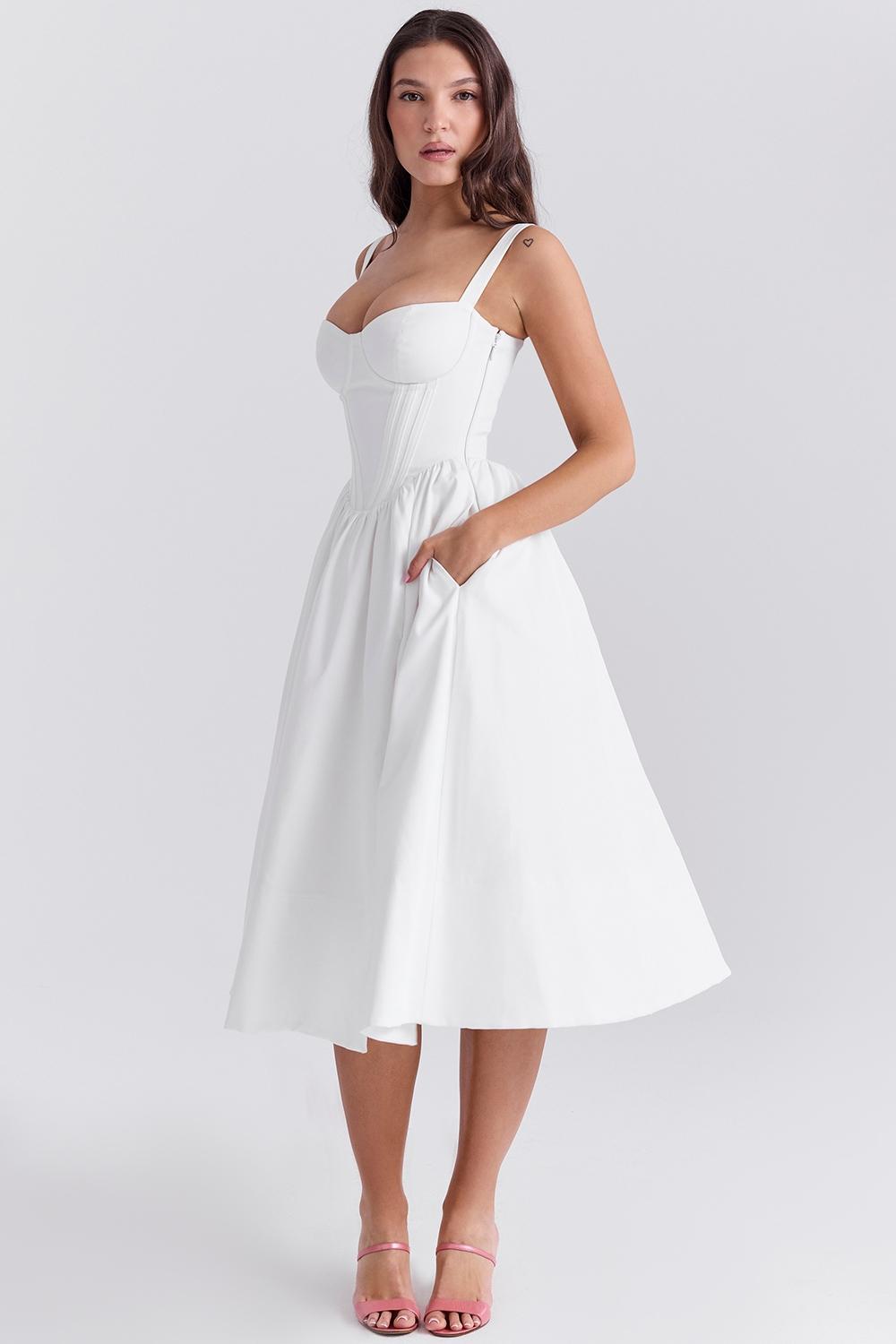 Kelly White Corset Midi Sundress Product Image