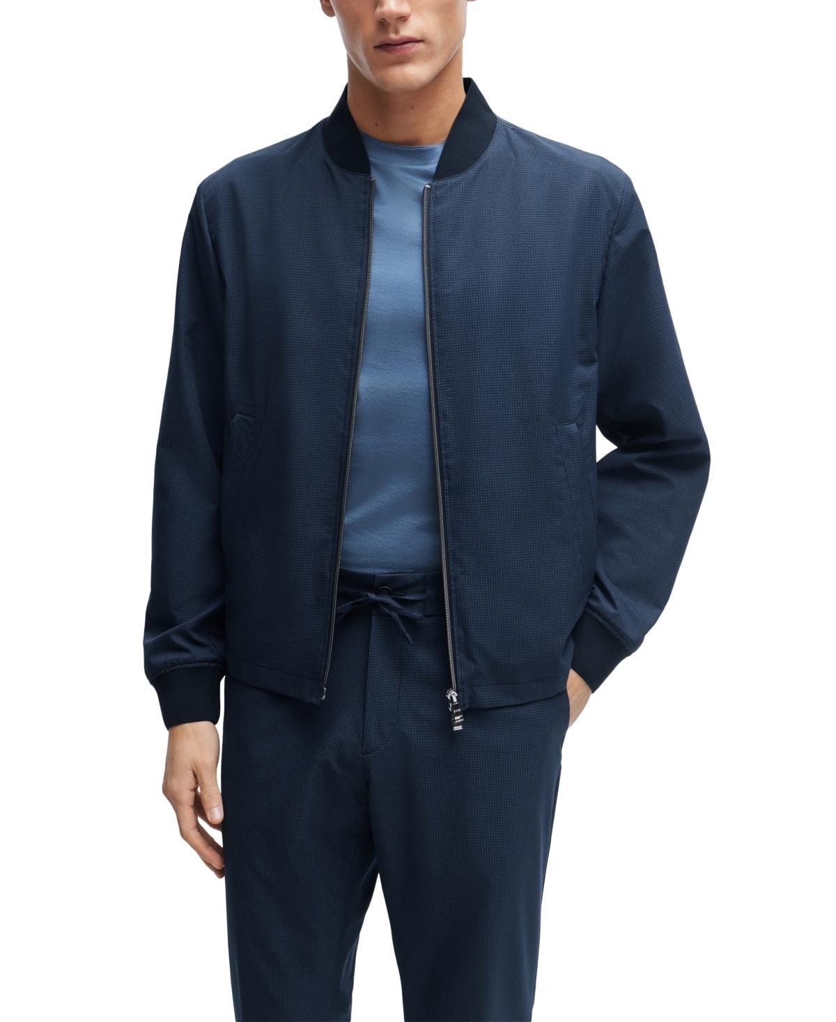 Boss By  Men's Wrinkle-resistant Slim-fit Jacket In Dark Blue Product Image