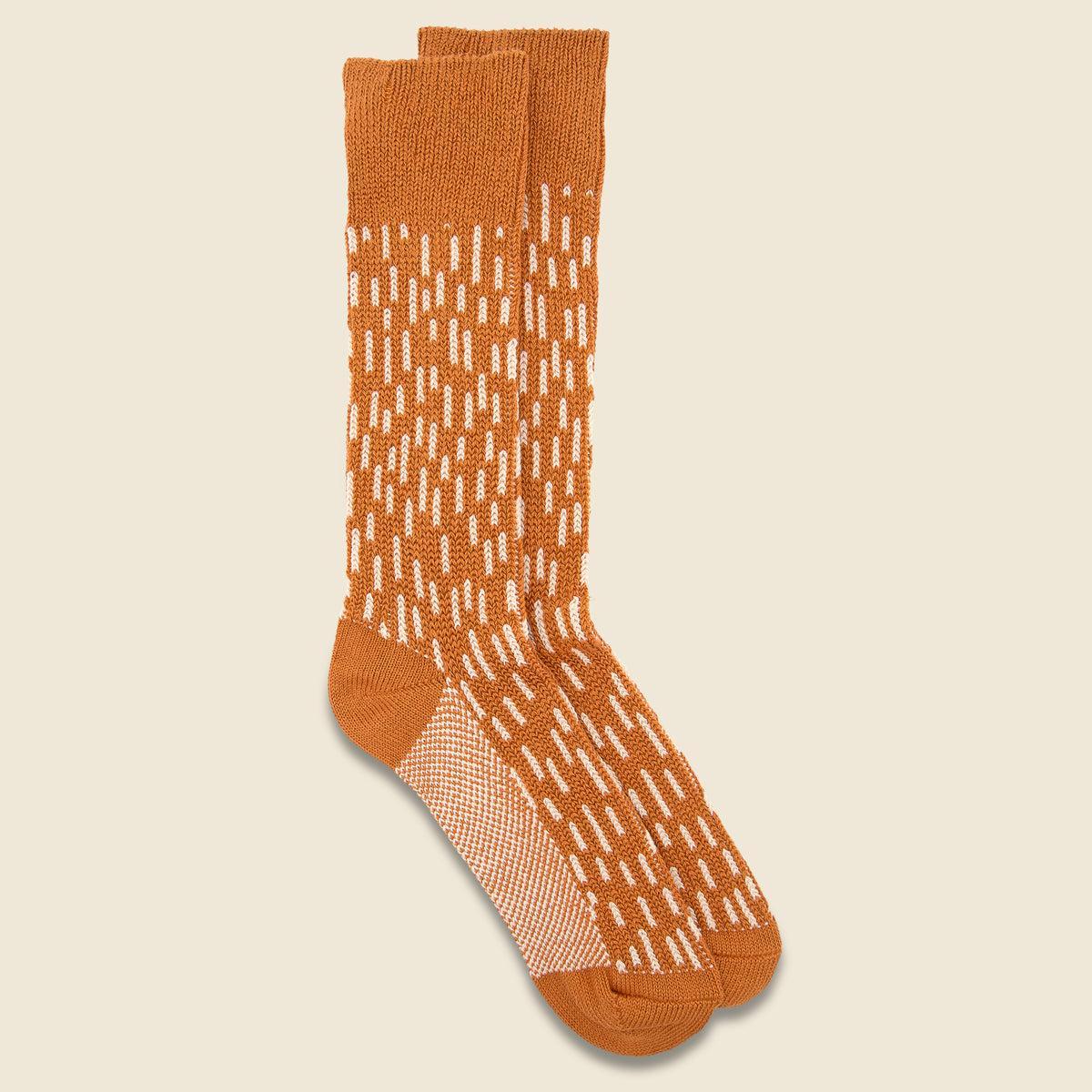 Rain Drop Crew Sock - Dark Yellow/Ivory Product Image