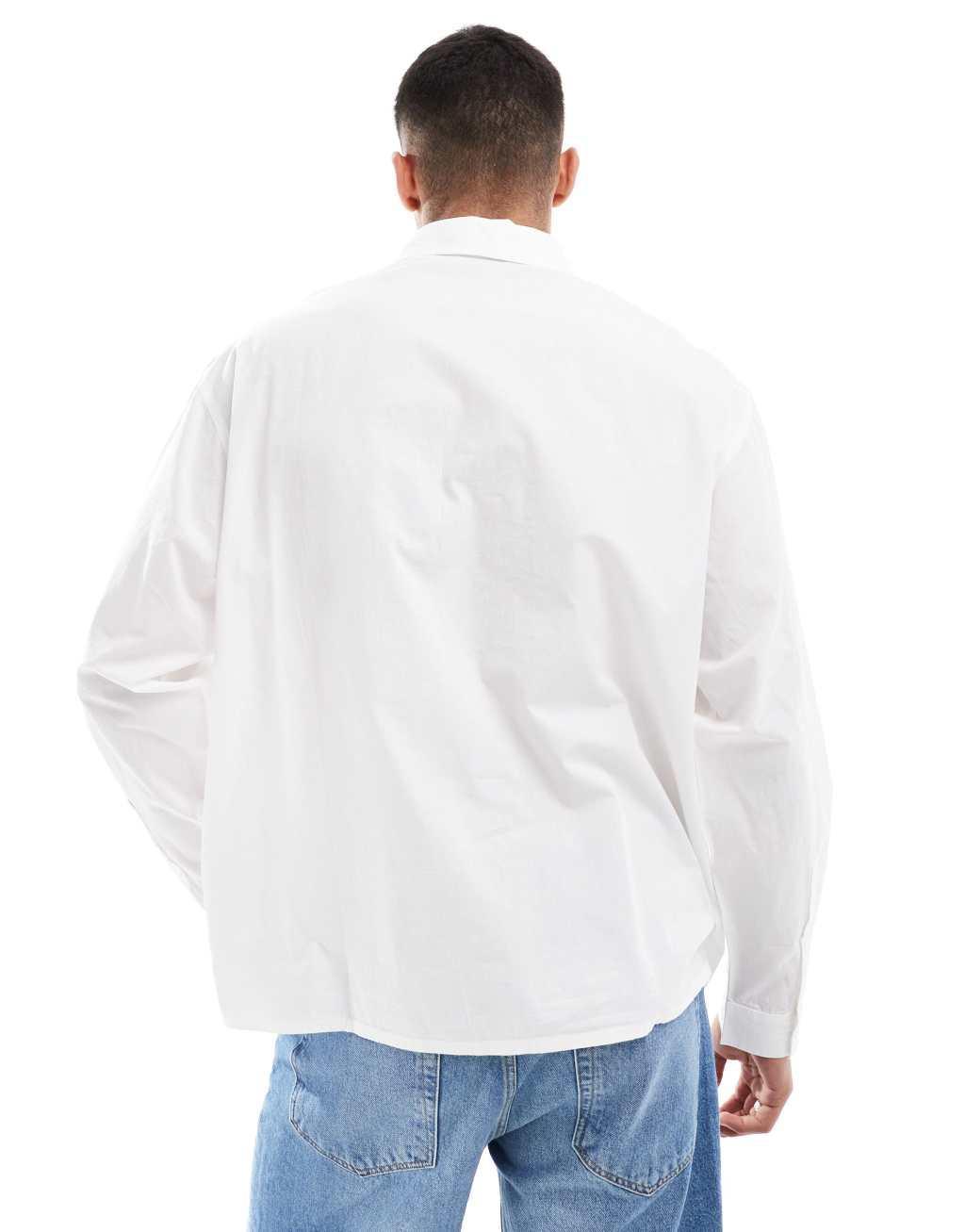 ASOS DESIGN oversized poplin shirt in white Product Image