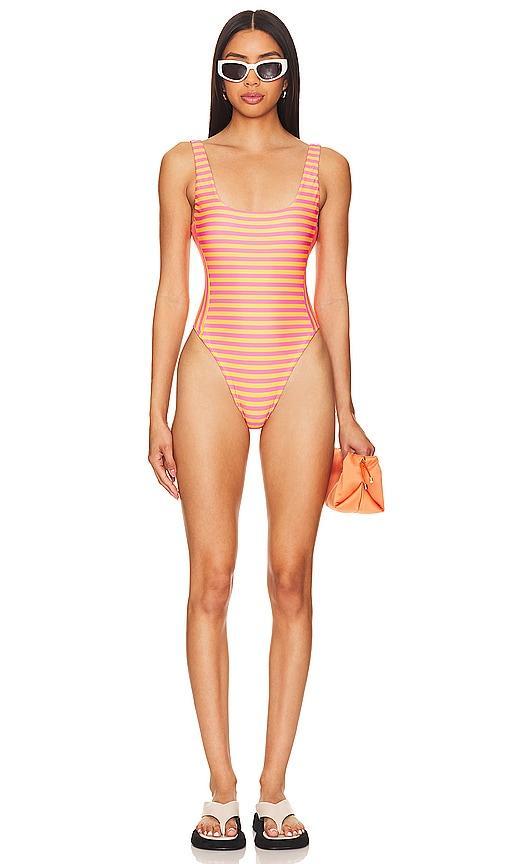 Lovers and Friends On The Line One Piece in Orange & Pink Stripe Product Image