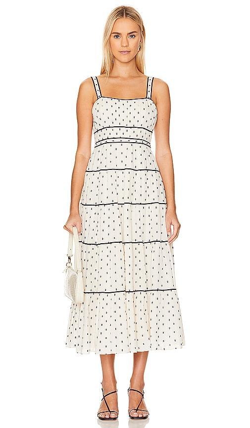 Clemente Tiered Fil Coup Sleeveless Midi Dress Product Image