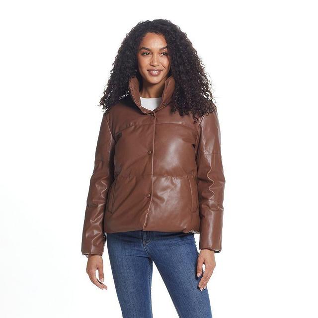 Womens Weathercast Faux-Leather Puffer Coat Product Image