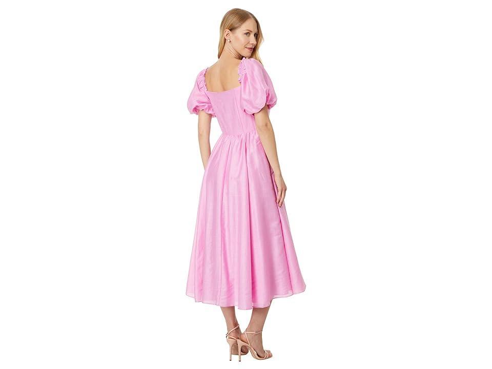 CeCe Puff Sleeve Button Down Midi Dress (Peony Petal) Women's Dress Product Image