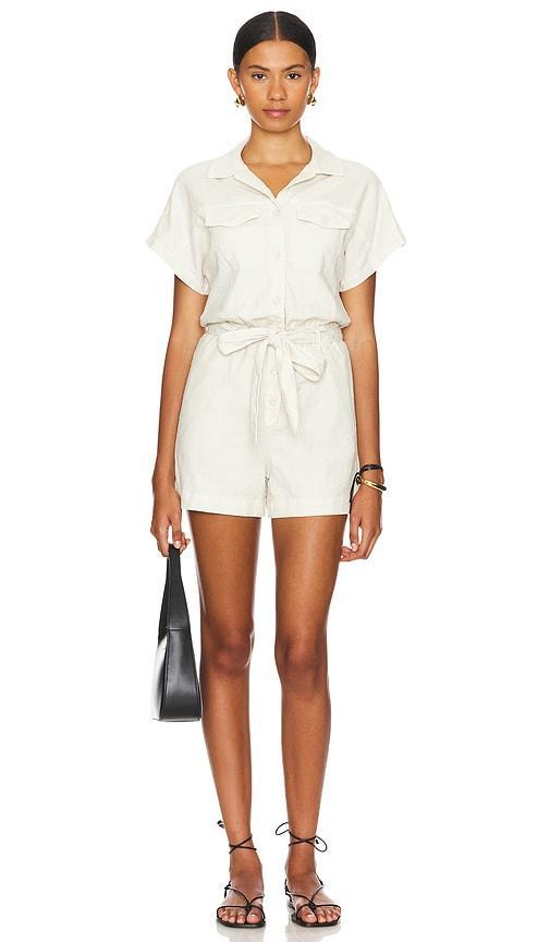 Searose Rolled Sleeve Romper With Belt Product Image