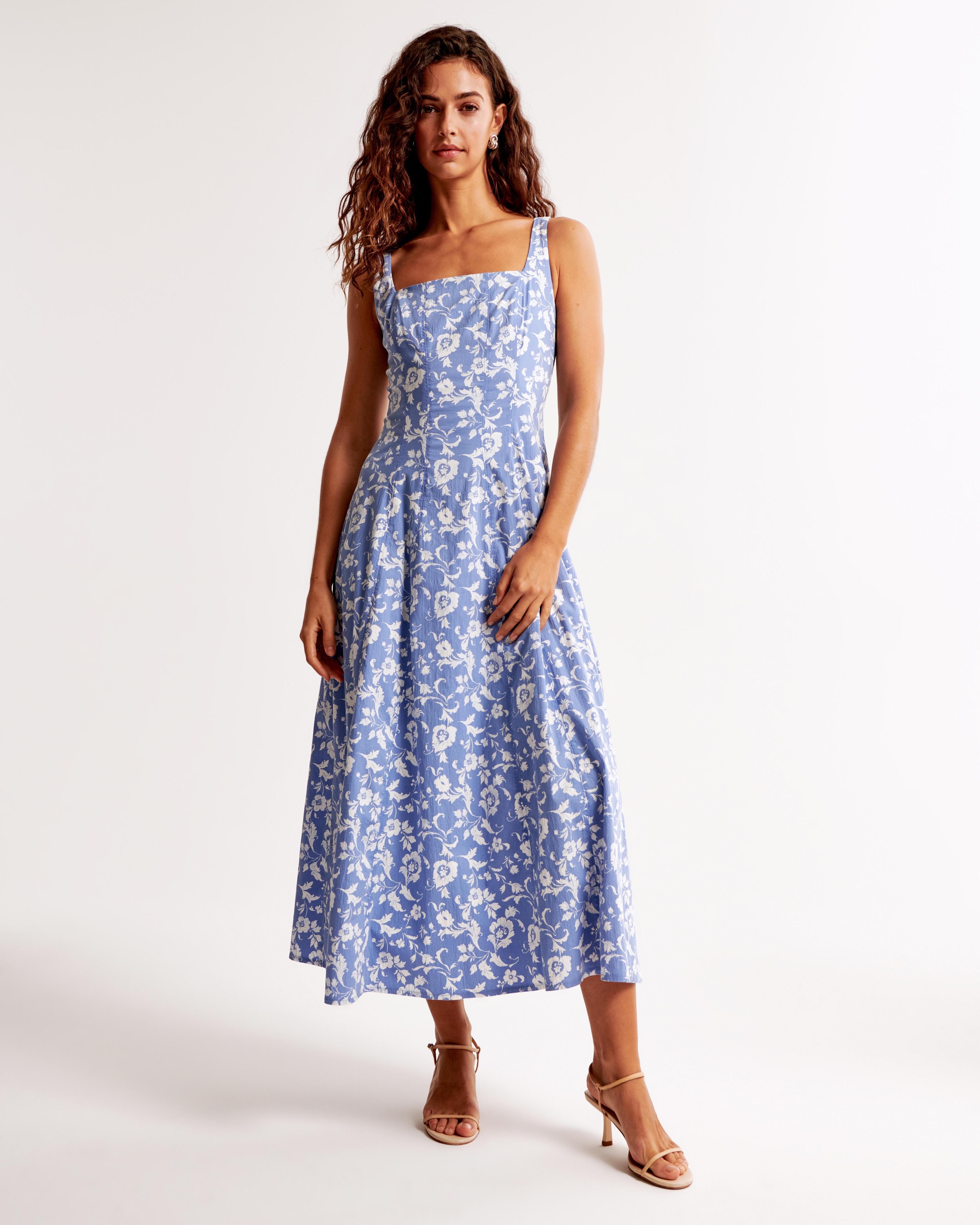 The A&F Mila Fit & Flare Stretch Midi Dress Product Image