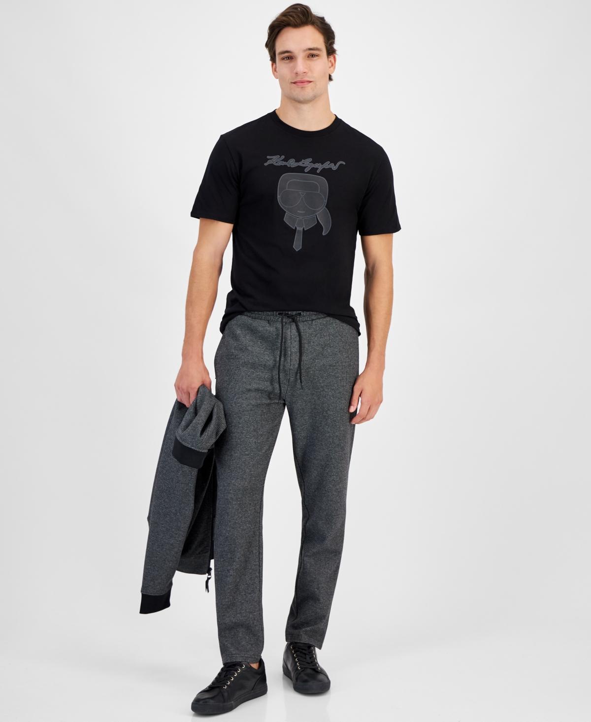 Karl Lagerfeld Paris Mens Slim-Fit Textured Track Pants - Gry Product Image