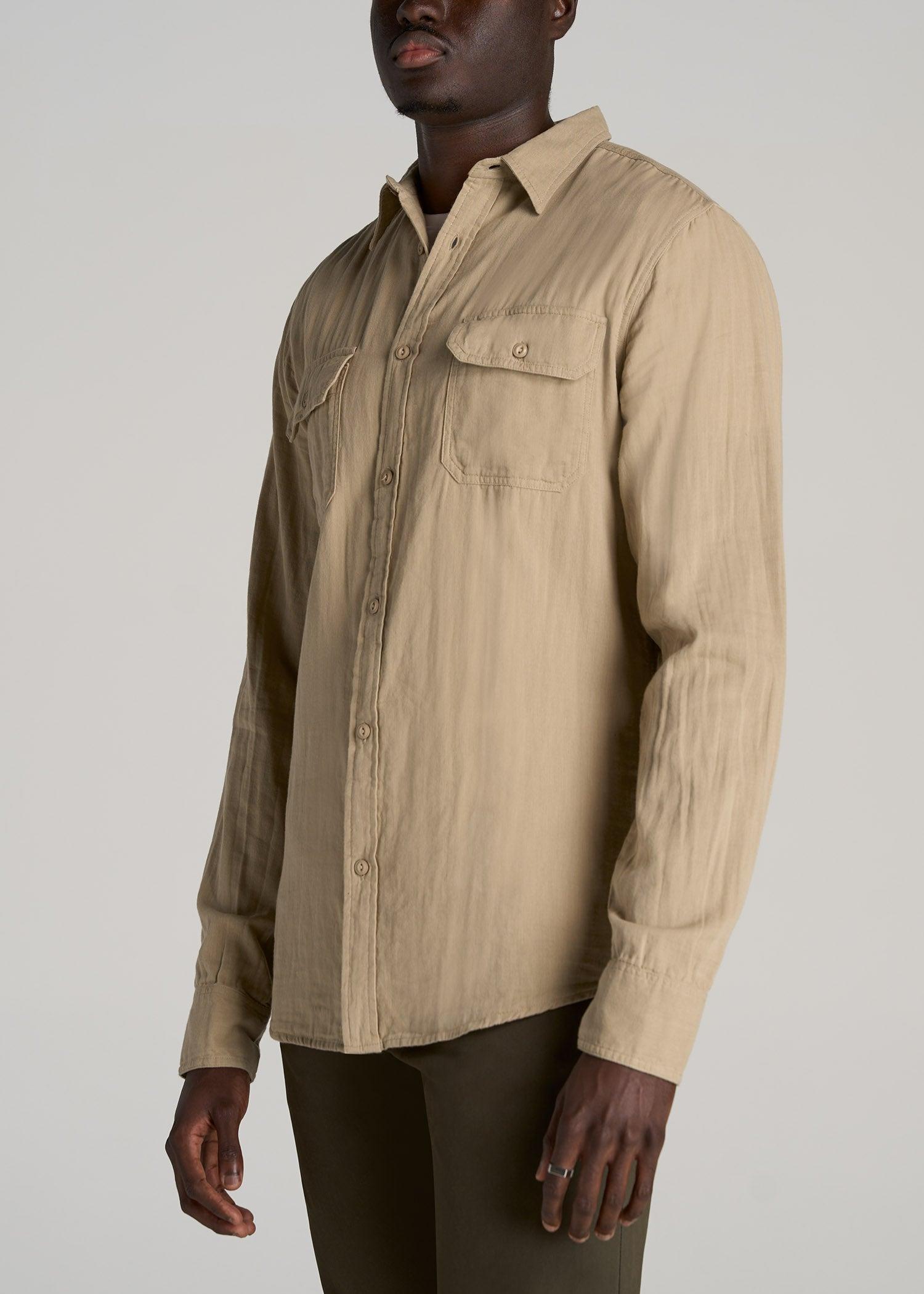 LJ&S Double Weave Shirt for Tall Men in Vintage Buck Product Image