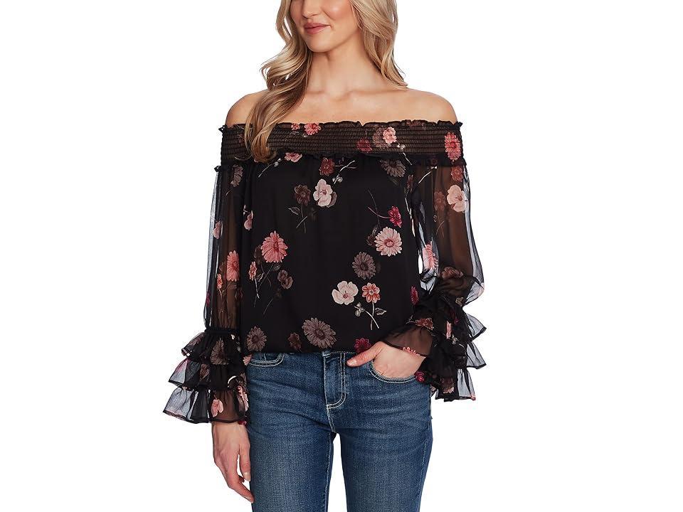 CeCe Off-the-Shoulder Romantic Memories Blouse (Rich ) Women's Clothing Product Image