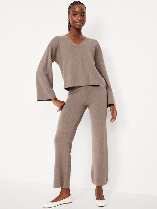 High-Waisted Crop Kick Flare Sweater Pants product image