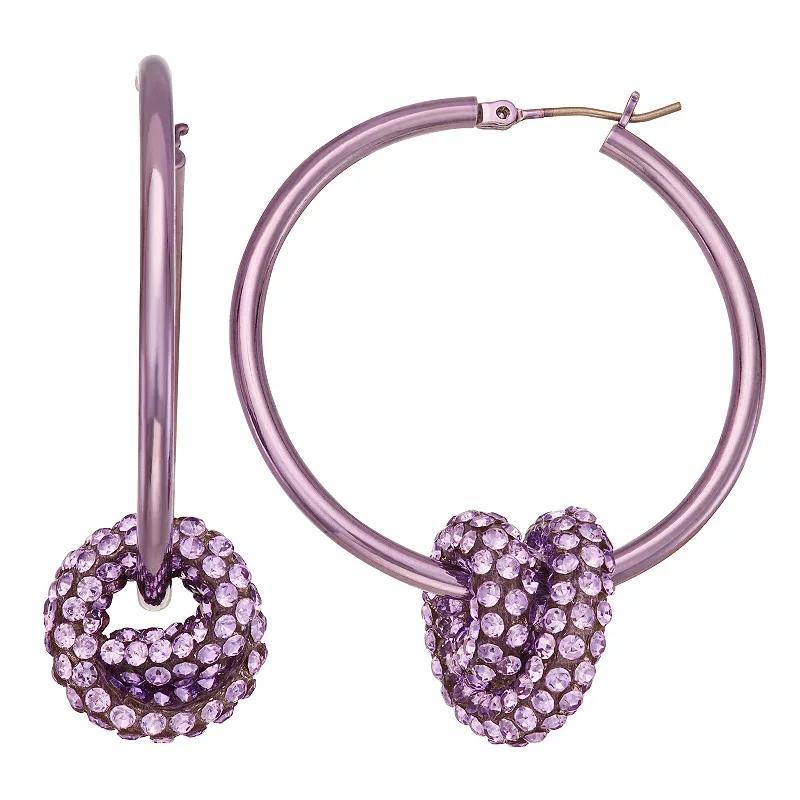 Simply Vera Vera Wang Purple Tone Violet Crystal Knotted Hoop Earrings, Womens Product Image