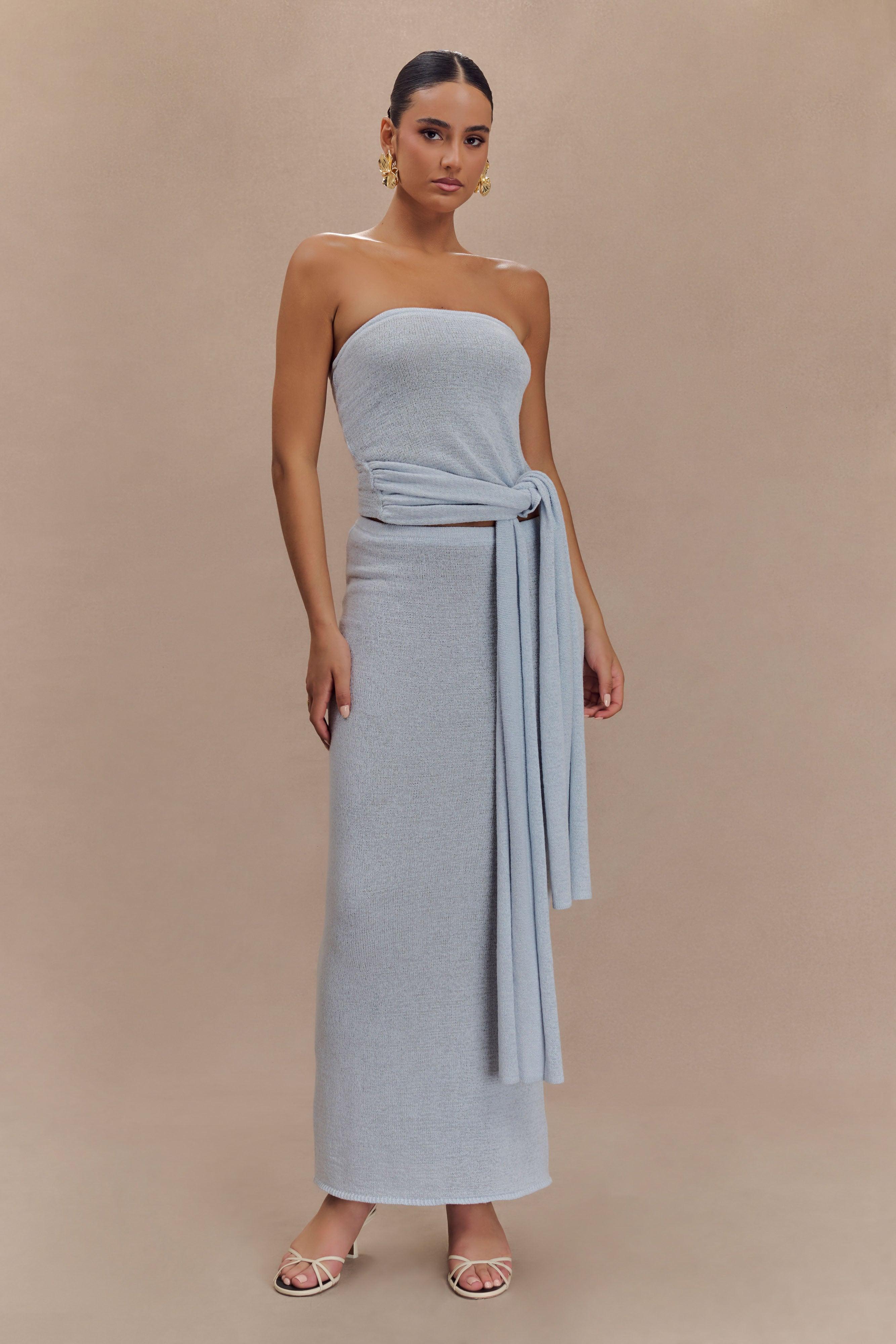 Phoebe Knit Maxi Skirt - Ice Blue Product Image