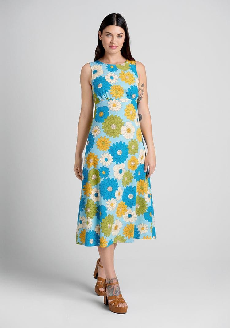 Clear Blue Sky Garden Midi Dress Product Image