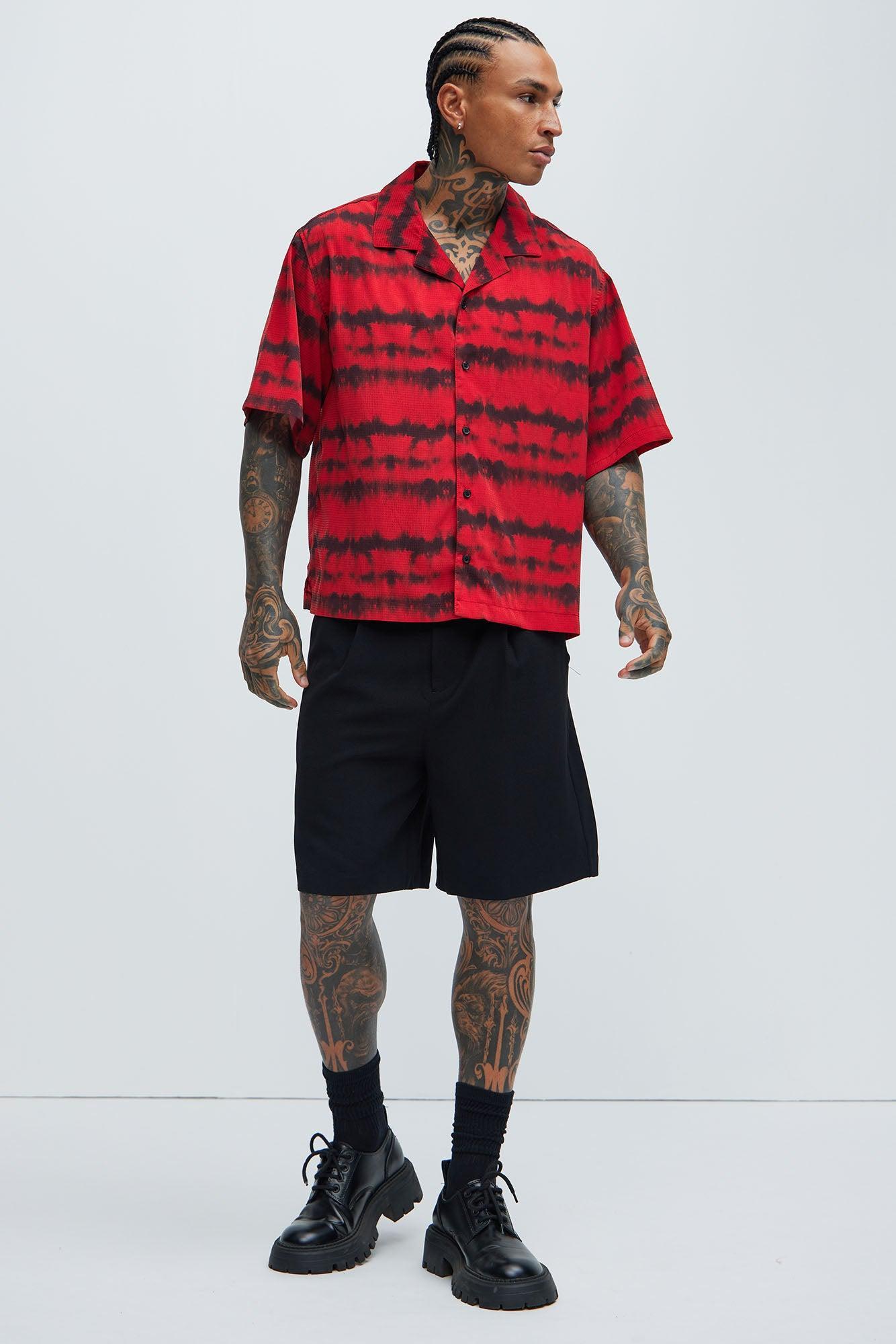 Lorenzo Tie Dye Textured Shirt - Red/combo Product Image