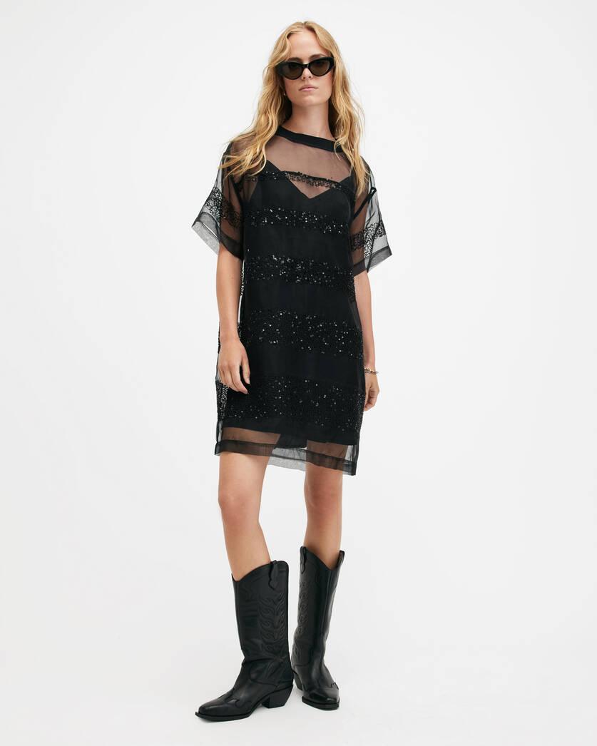 Izabela Embellished Mesh Mini Dress Product Image