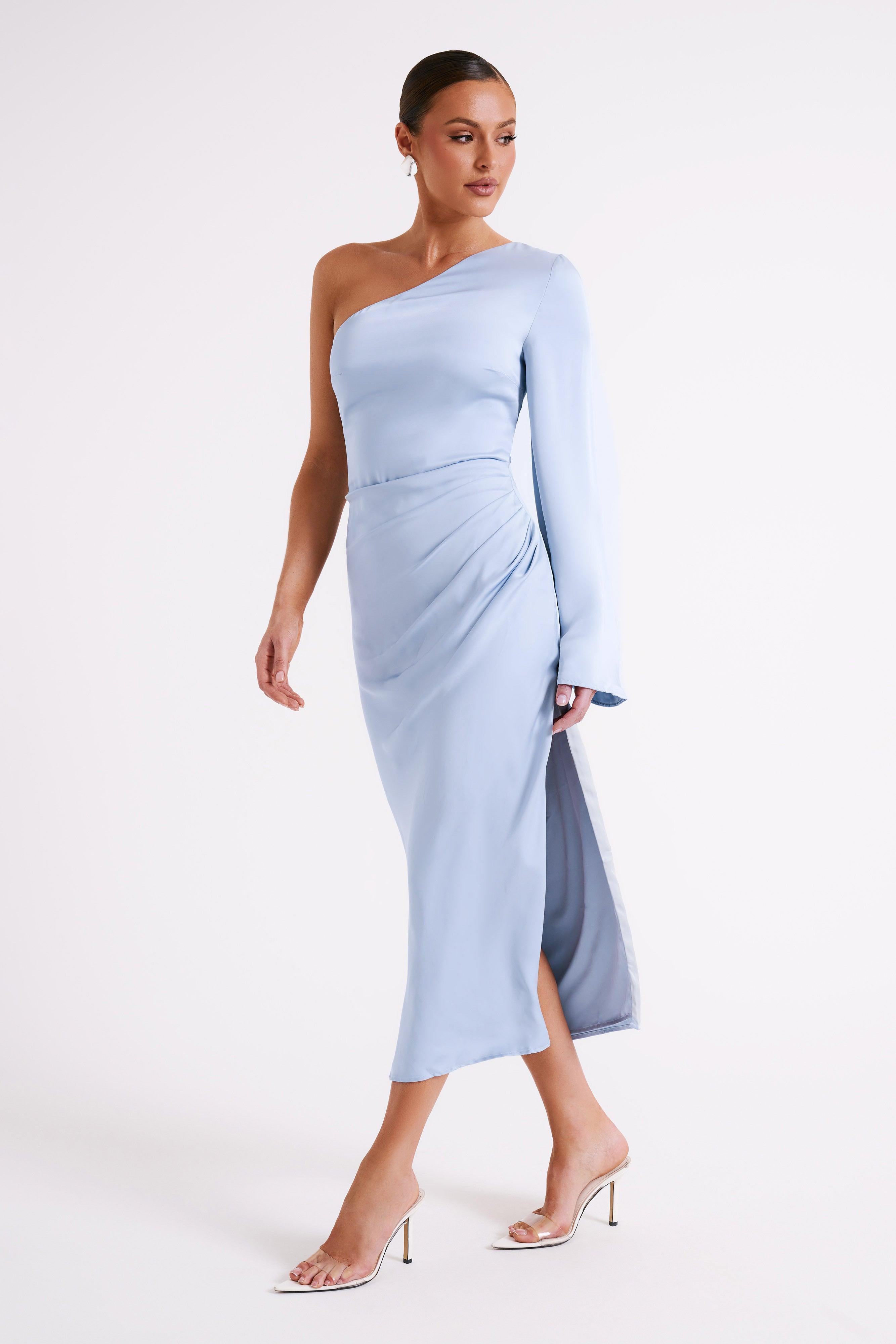 Nyomi One Shoulder Maxi Dress - Ice Blue Product Image