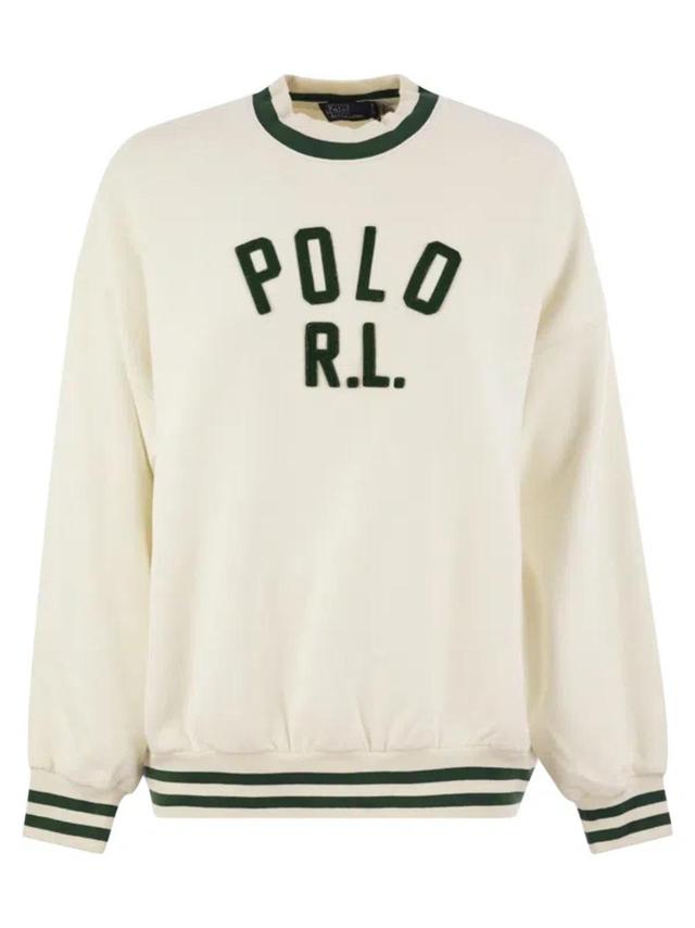 Cotton Blend Sweatshirt With Logo In White/green Product Image