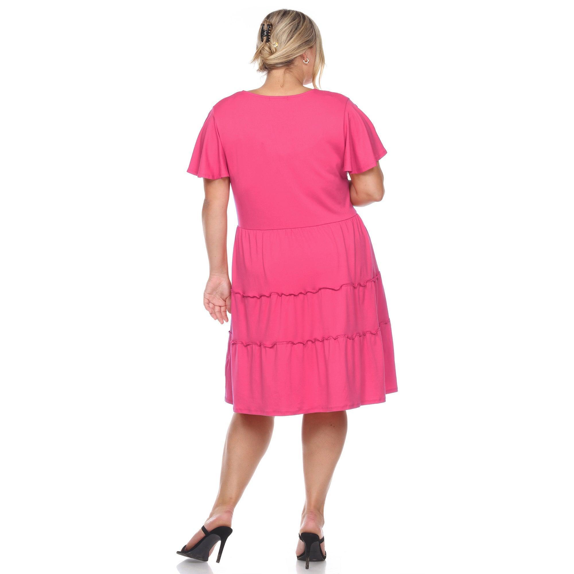 Short Sleeve V-neck Tiered Dress - Plus Product Image