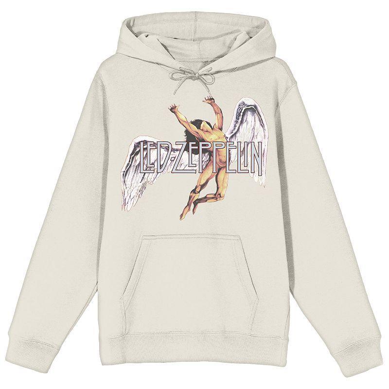 Mens Led Zeppelin Falling Icarus Graphic Hoodie Beige Product Image