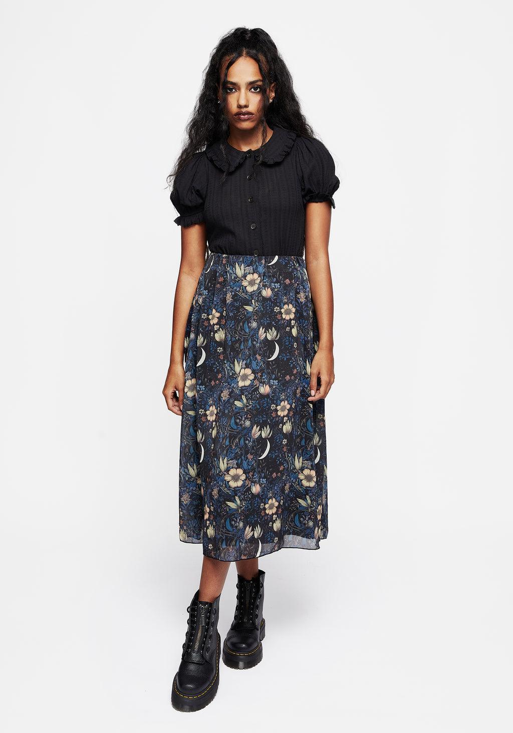 Primrose Floral Chiffon Midi Skirt Product Image