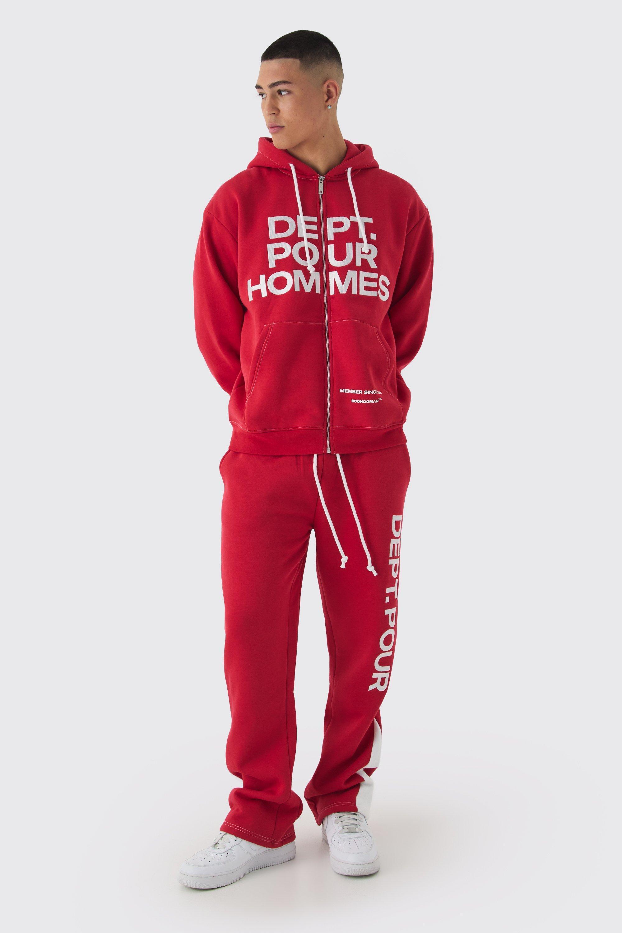 Oversized Fit Dept Homme Rope Drawcord Hooded Gusset Tracksuit | boohooMAN USA Product Image