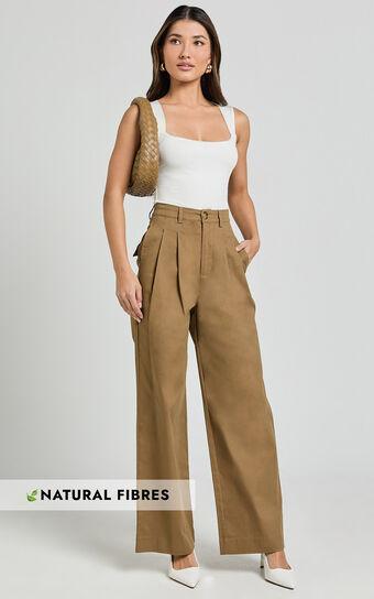 Audrey Pants - High Waist Tailored Twill Pants in Mushroom Product Image