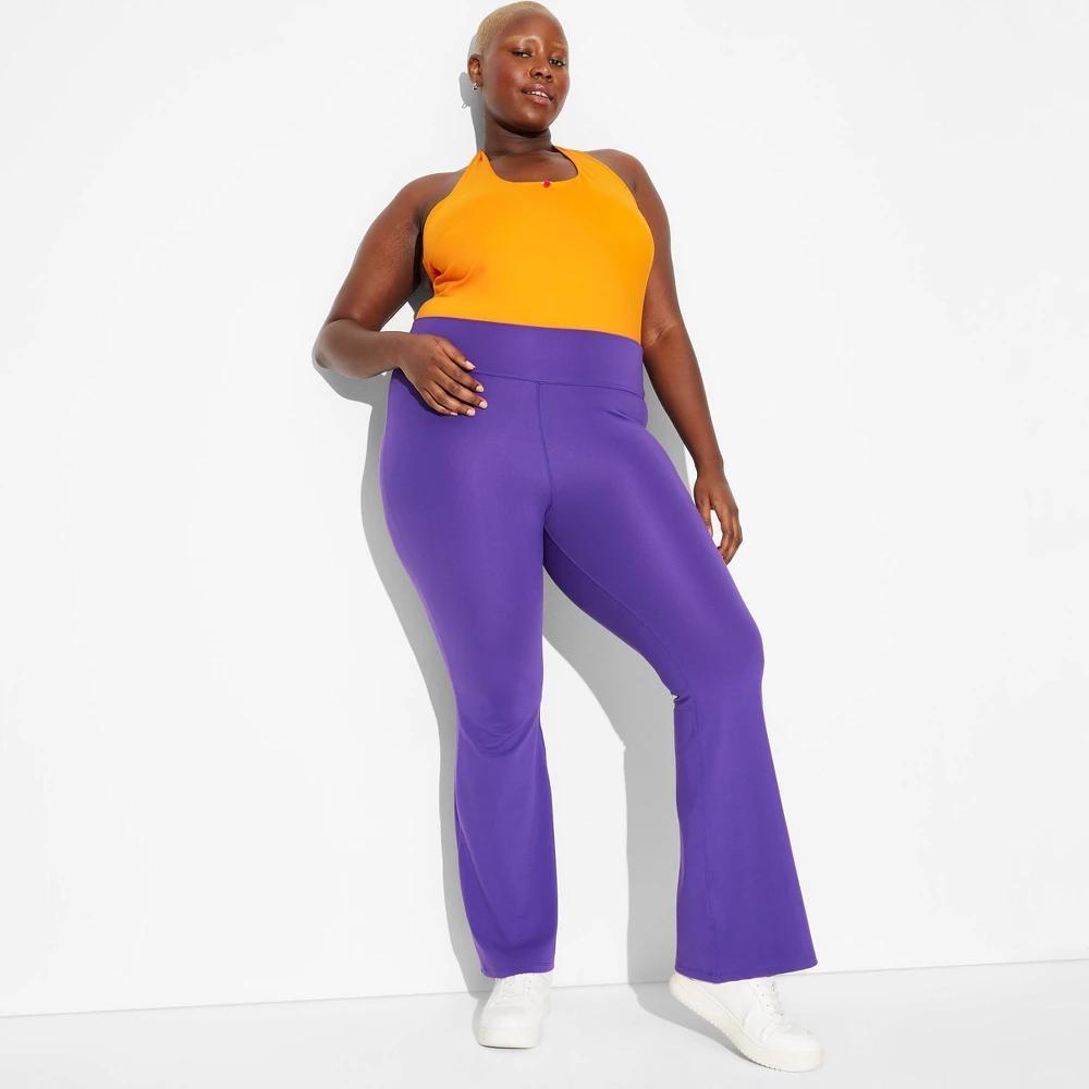 Womens Game Day High-Waisted ButterBliss Flare Leggings - Wild Fable Purple 2X Product Image