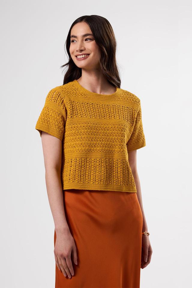 Crochet T Shirt - Soleil Yellow Product Image