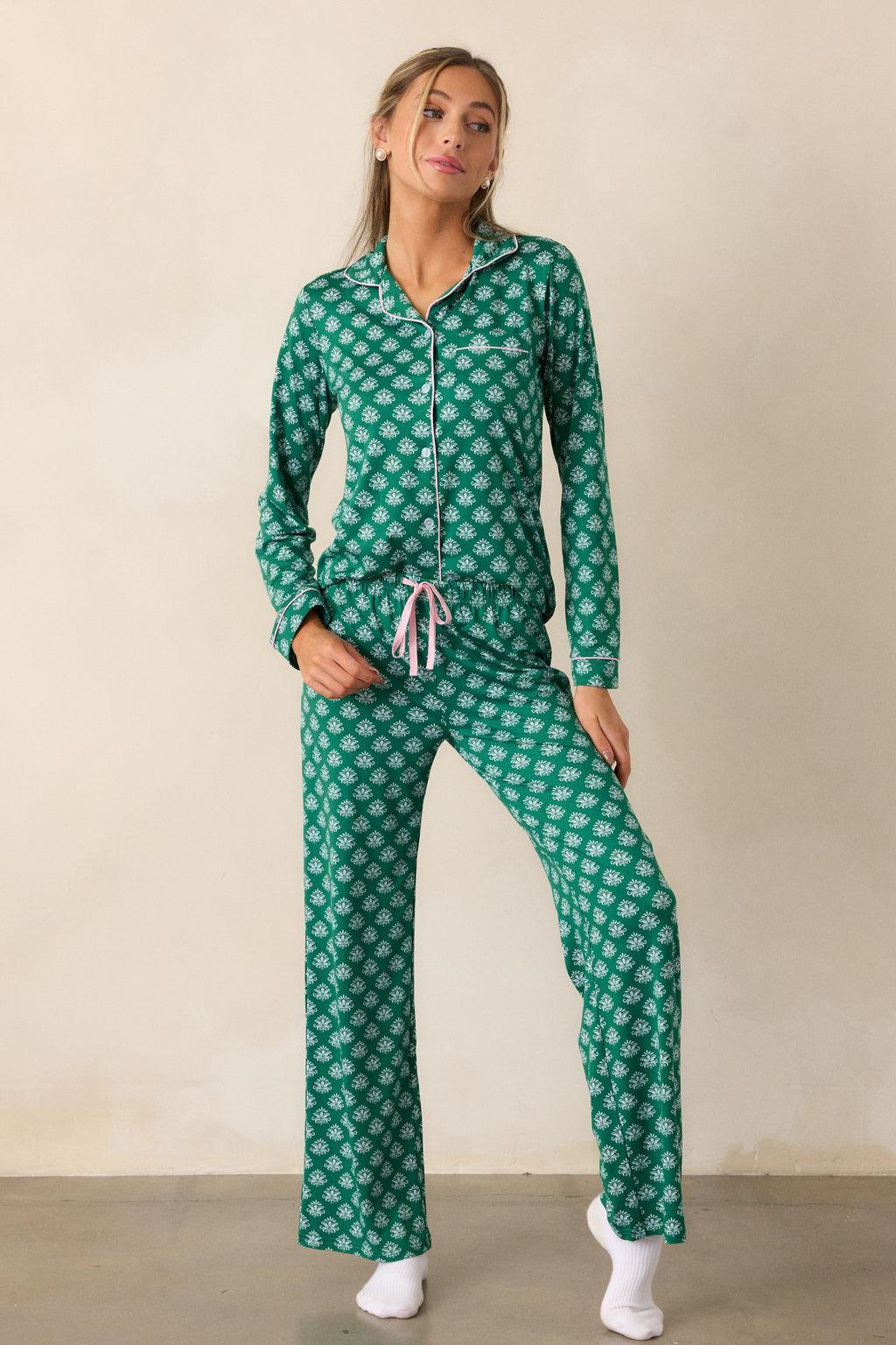 Beyond the Horizon Green Fleur De Lis Pajama Pants product image