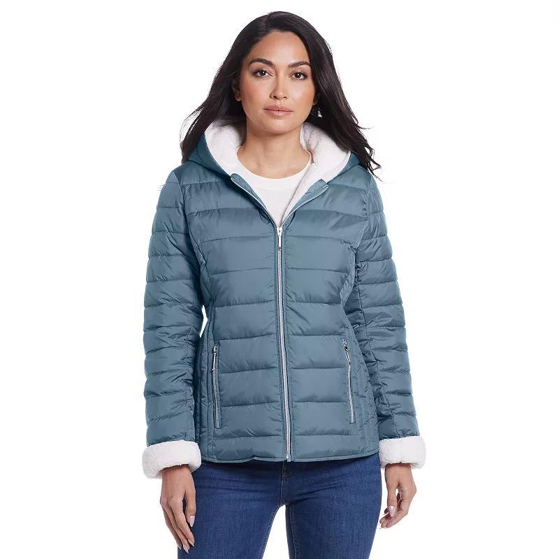 Womens Weathercast Hood Sherpa-Lined Puffer Jacket Product Image