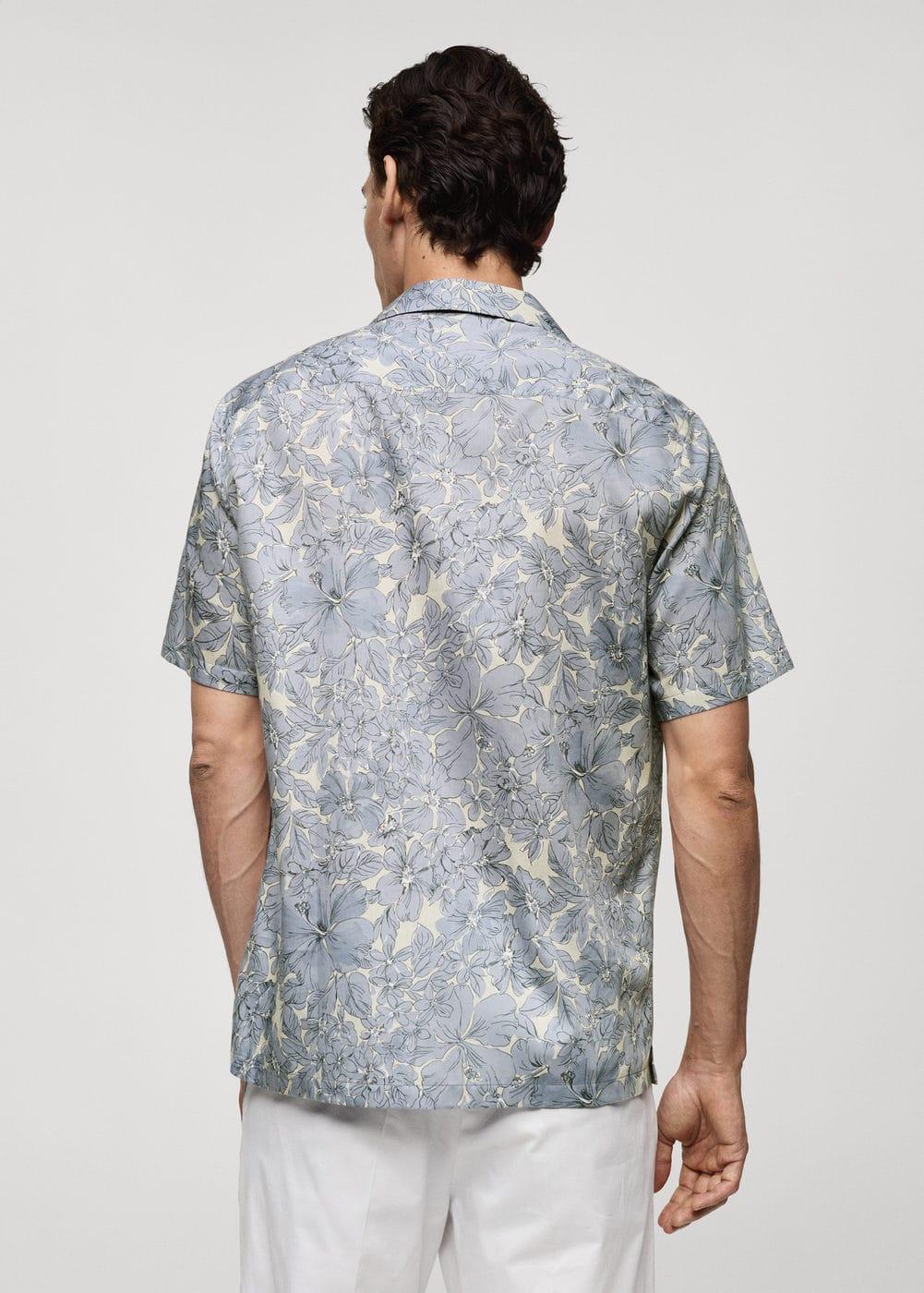 Mango Mens Cotton Floral-Print Shirt - Light Product Image