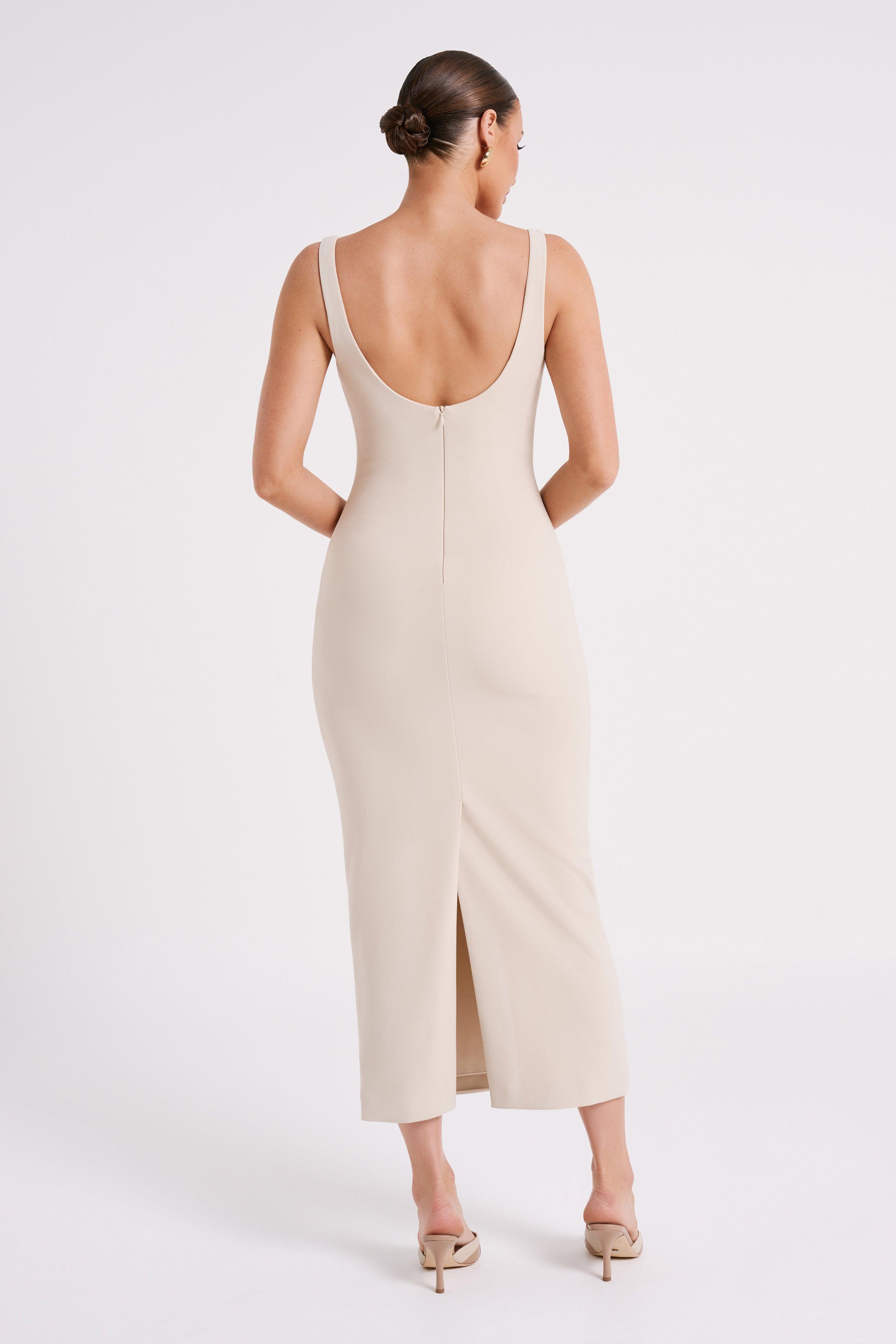 Dimi Scoop Neck Midi Dress - Cream Product Image