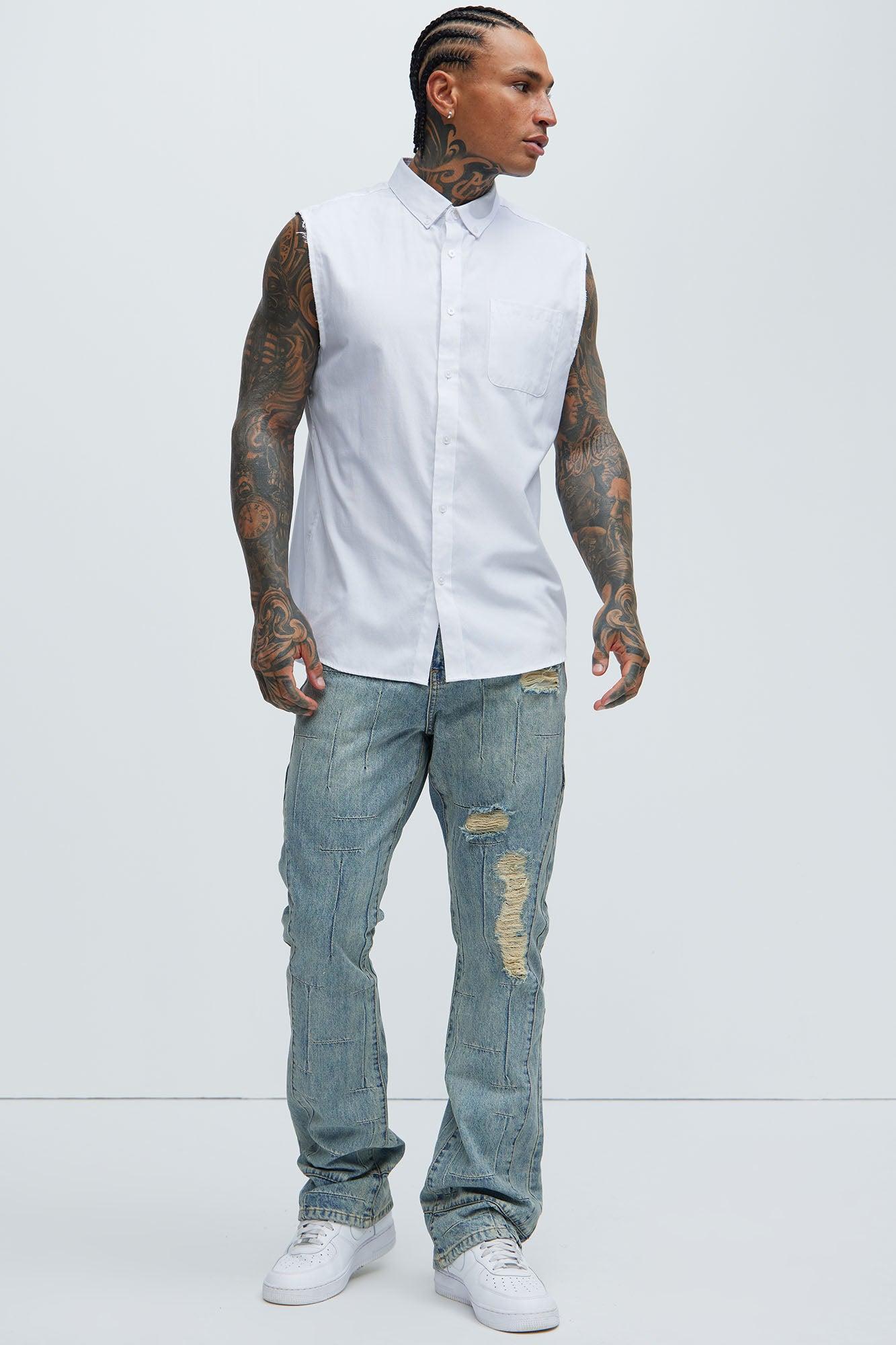 Jones Distressed Vintage Slim Jeans - Light Blue Wash Product Image