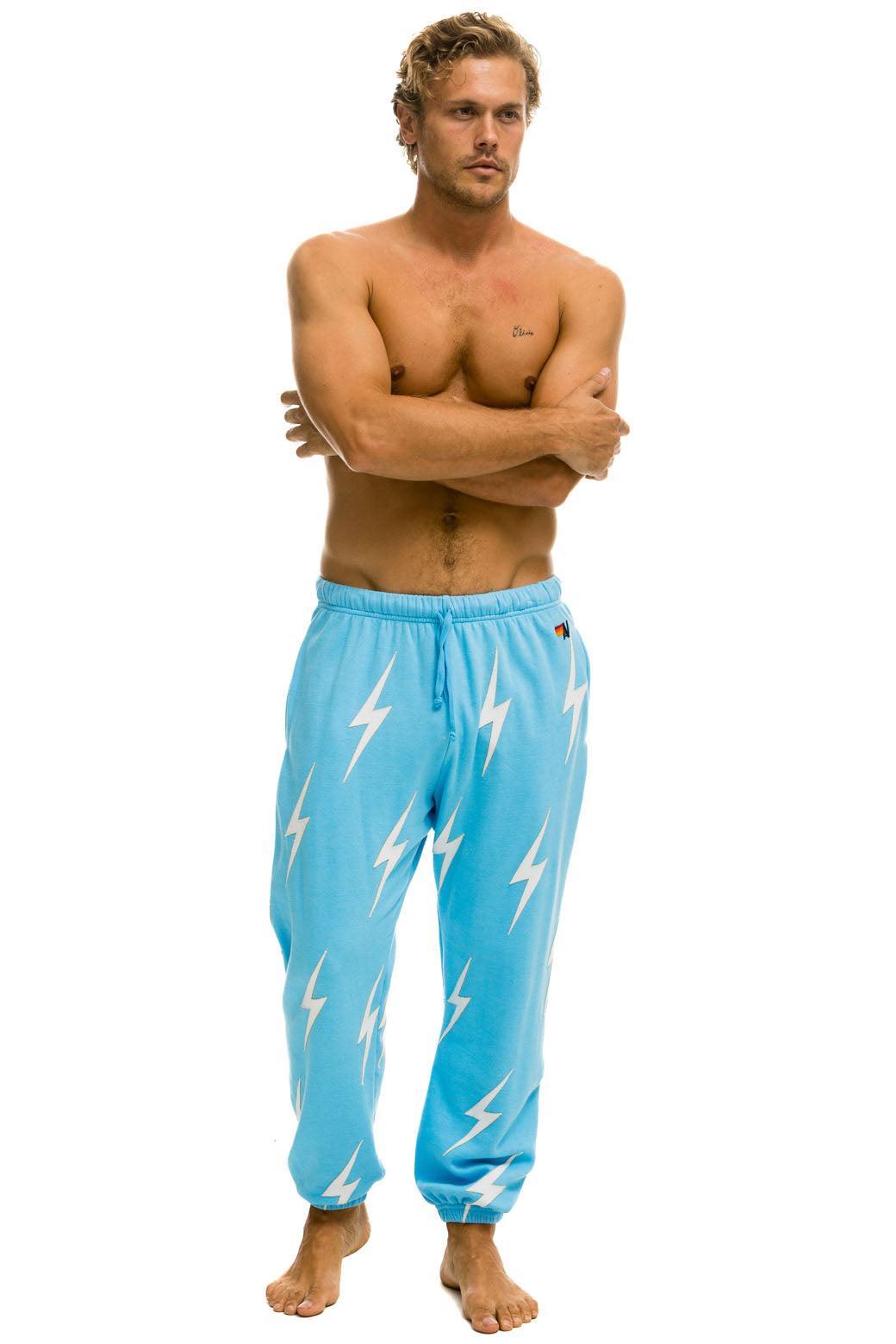 BOLT STITCH REPEAT SWEATPANTS - SKY // WHITE Male Product Image