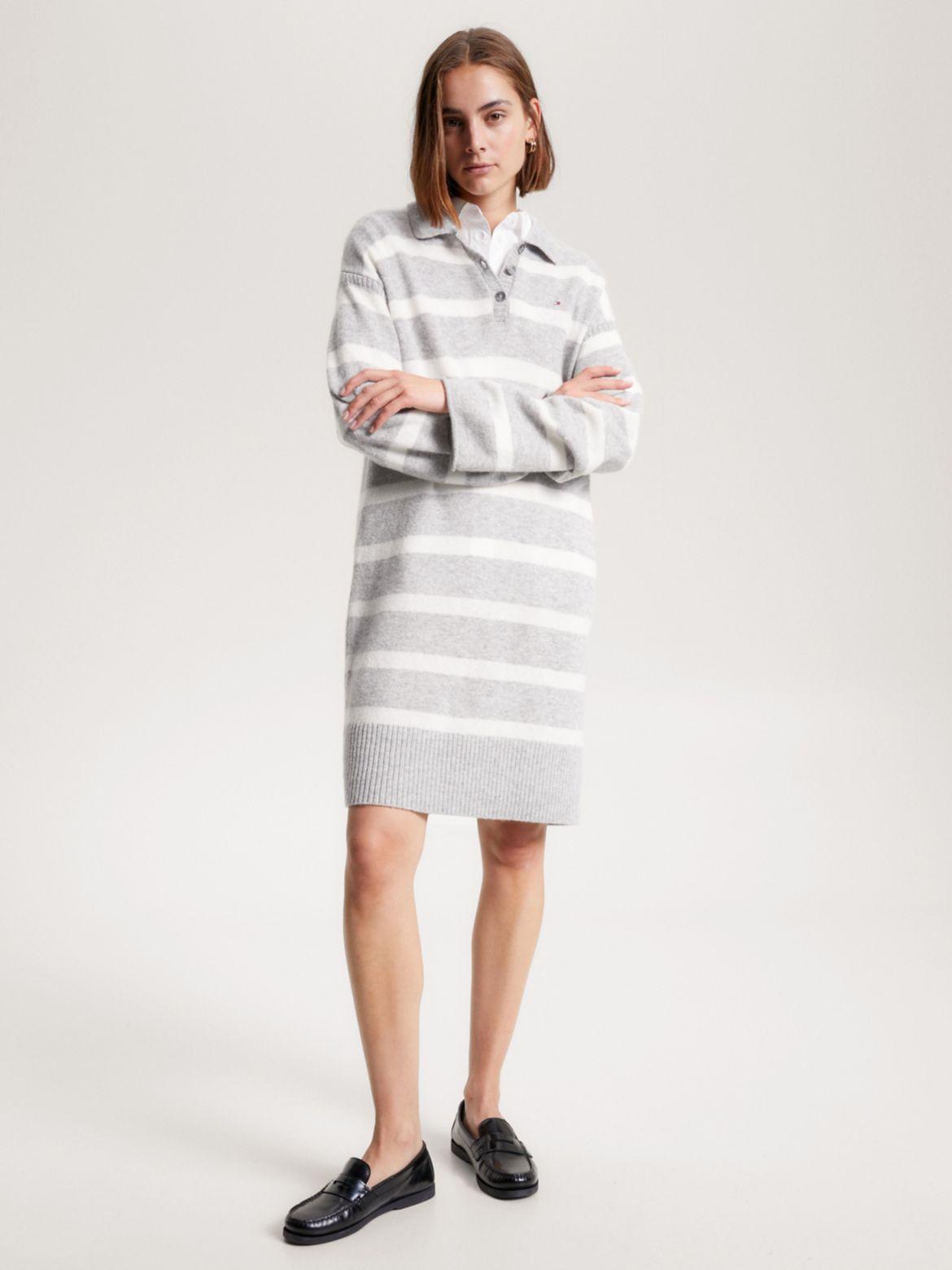 Tommy Hilfiger Women's Wool Stripe Polo Sweater Dress Product Image