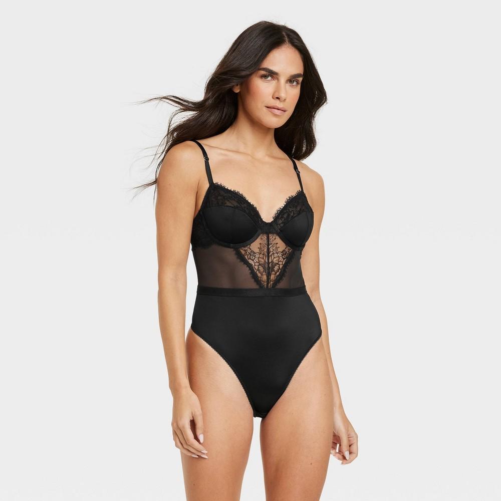 Womens Underwire Lace Lingerie Bodysuit - Auden Black Product Image