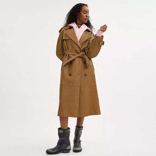 Leather Double Breasted Trench Coat Product Image