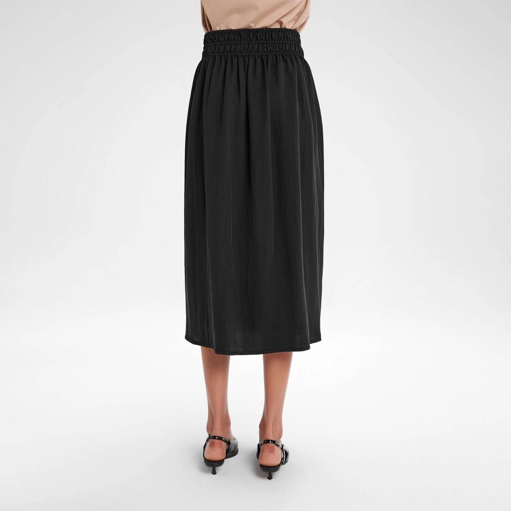 Womens Smocked Waist Midi A-Line Skirt - A New Day Black XL Product Image