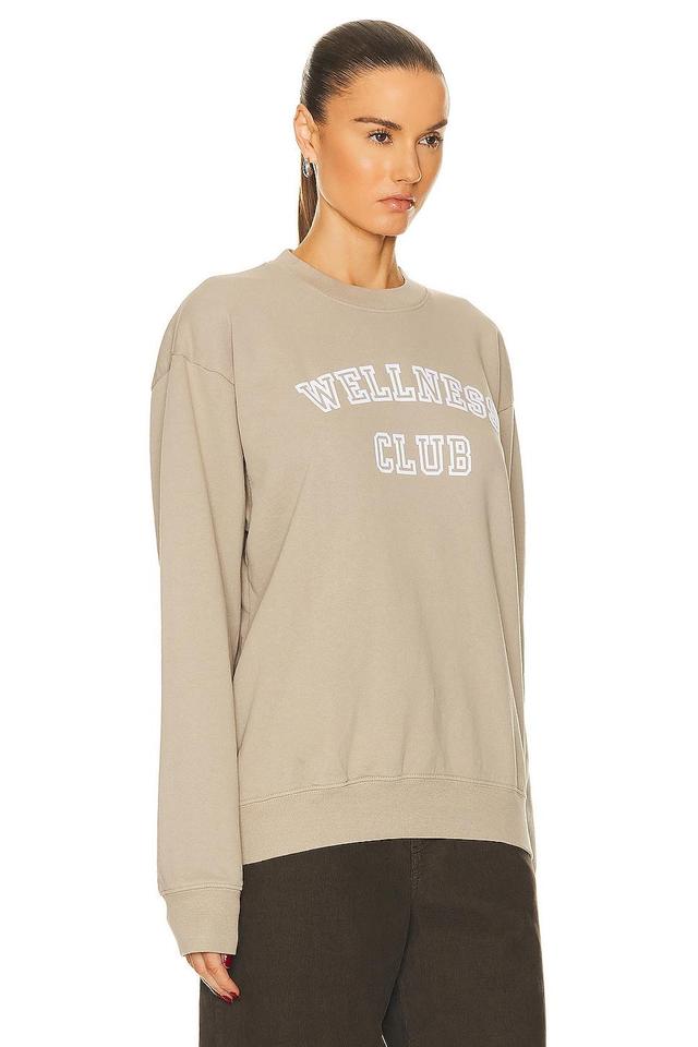 Sporty & Rich Wellness Club Flocked Crewneck Sweater in Elephant - Taupe. Size L (also in ). Product Image