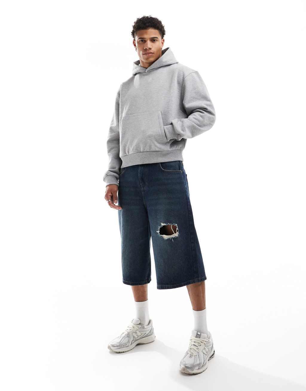 ASOS DESIGN heavyweight boxy oversized hoodie in heather gray Product Image