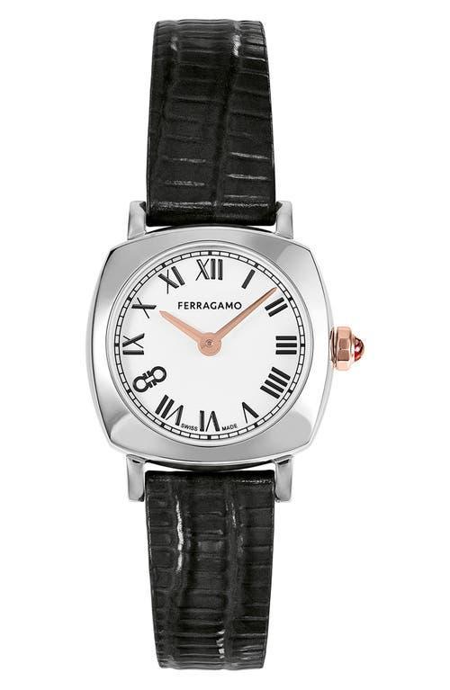 Salvatore Ferragamo Womens Swiss Black Leather Strap Watch 23mm Product Image