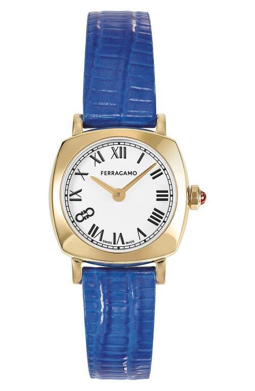 FERRAGAMO Soft Square Leather Strap Watch, 23mm Product Image