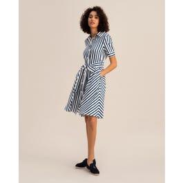 Amalfi Stripe Silk Shirtdress with Belt Product Image